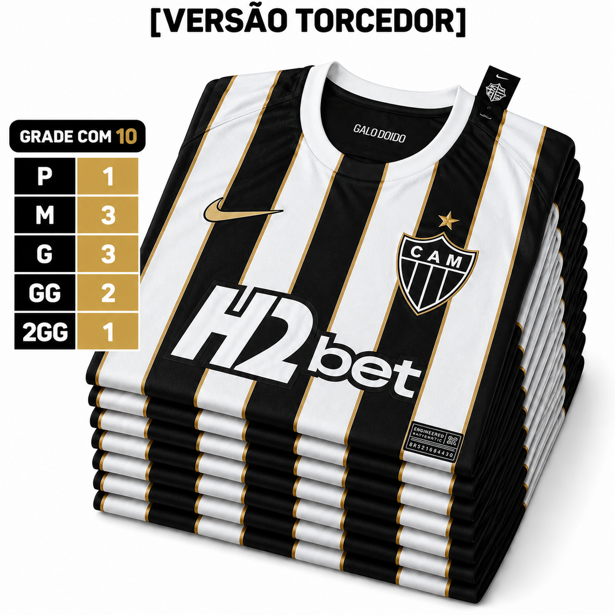 Grade Fechada Atlético Mineiro Home Torcedor Masculino- 10 peças