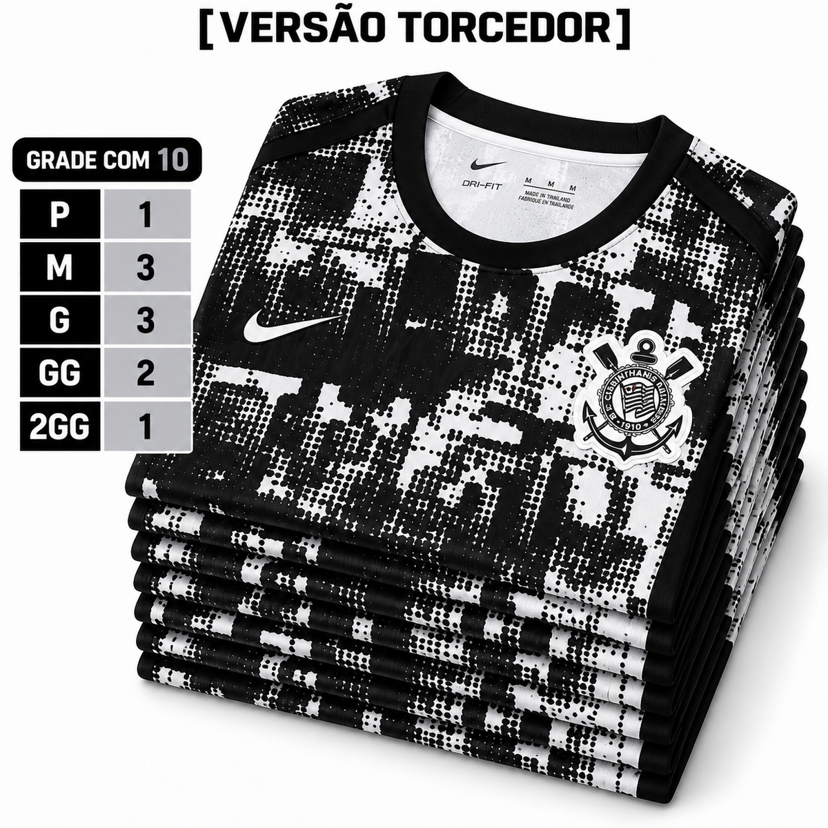 Grade Fechada Corinthians Treino Torcedor Masculino- 10 Peças