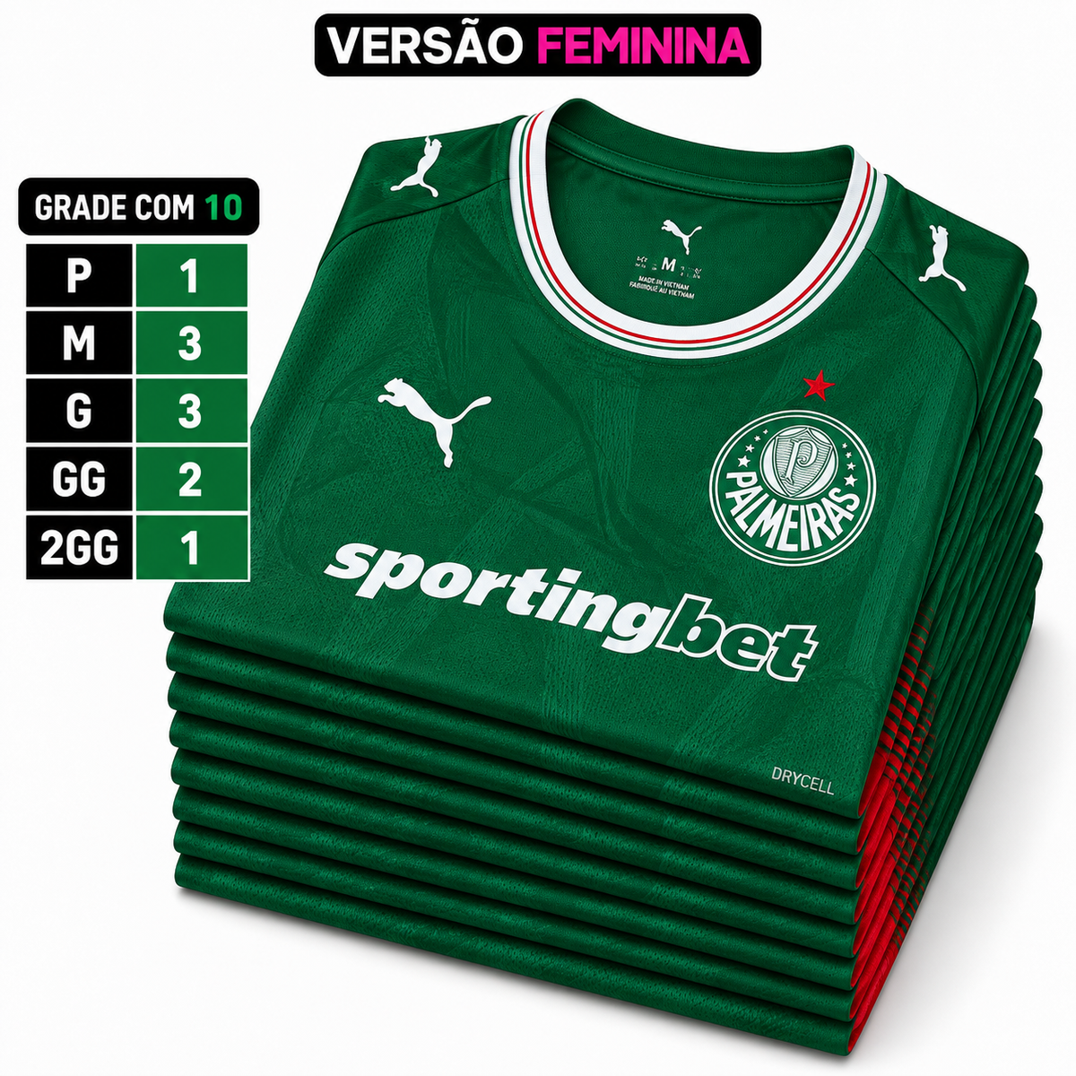 Grade Fechada Palmeiras Home Torcedor Feminina 10 Peças