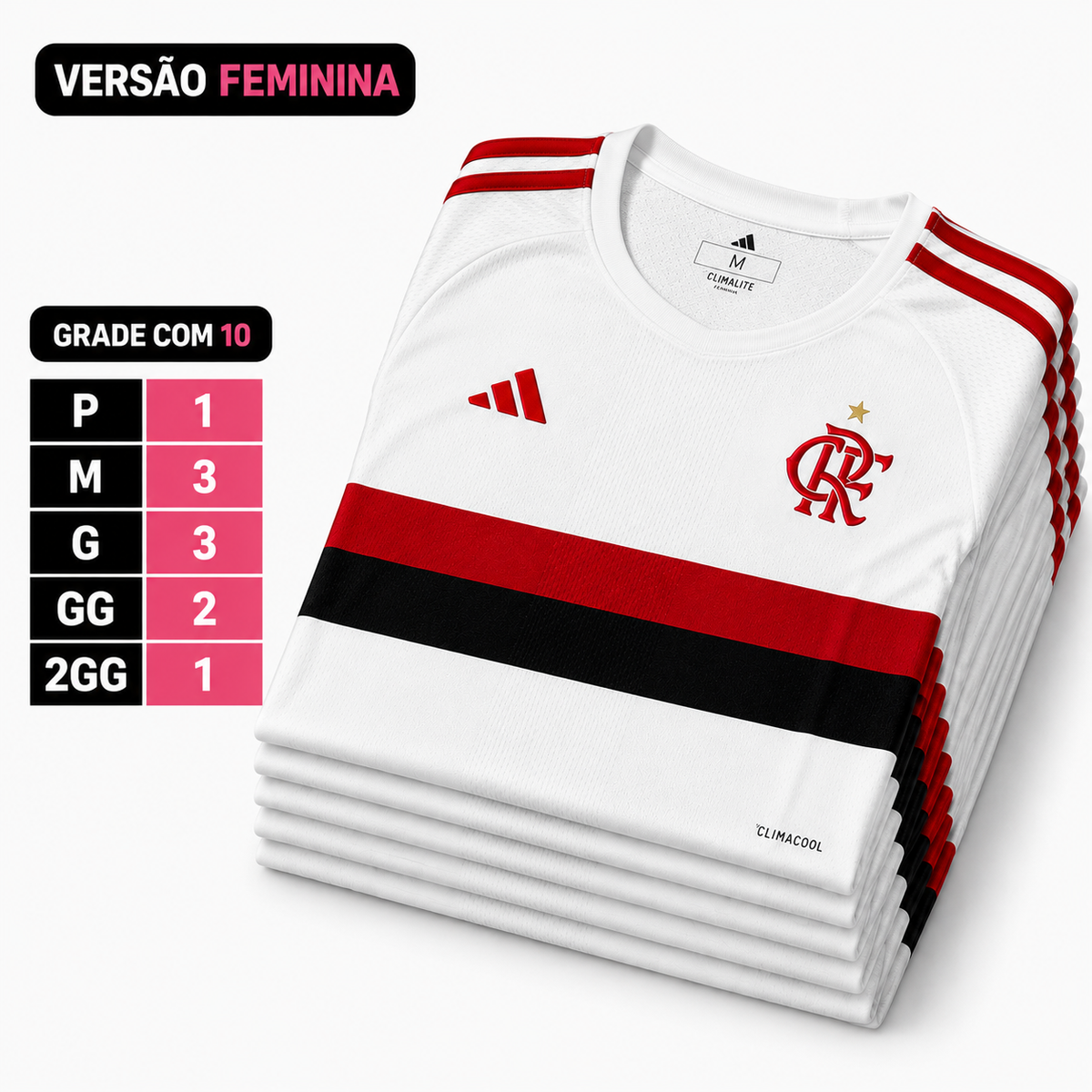 Grade Fechada Flamengo 2 Torcedor Feminina - 10 Peças