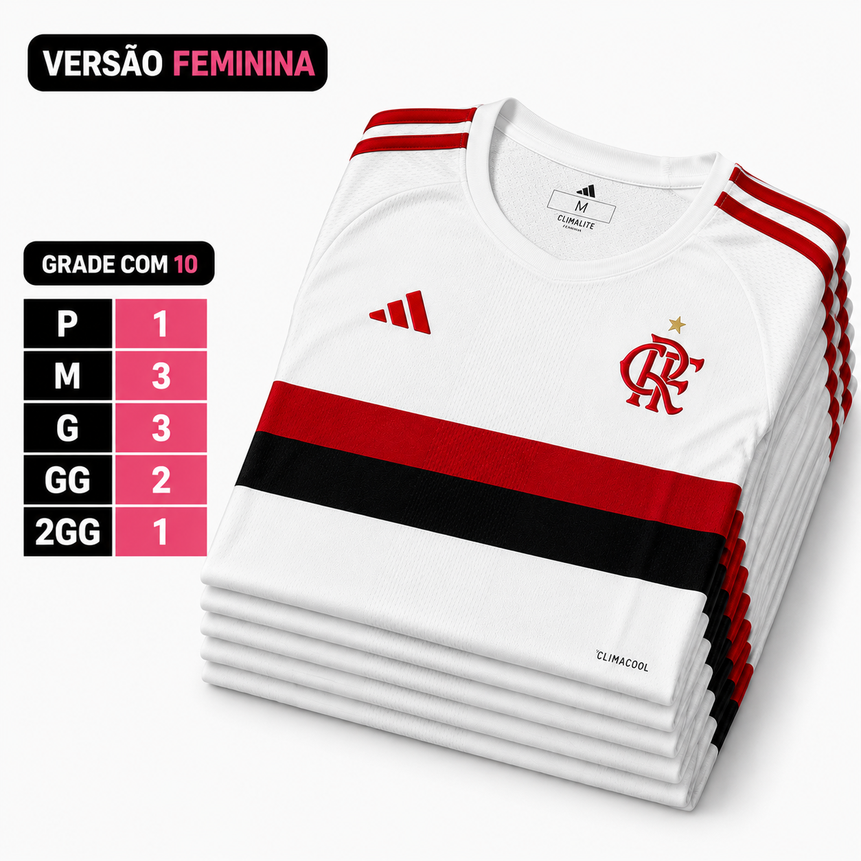 Grade Fechada Flamengo 2 Torcedor Feminina - 10 Peças
