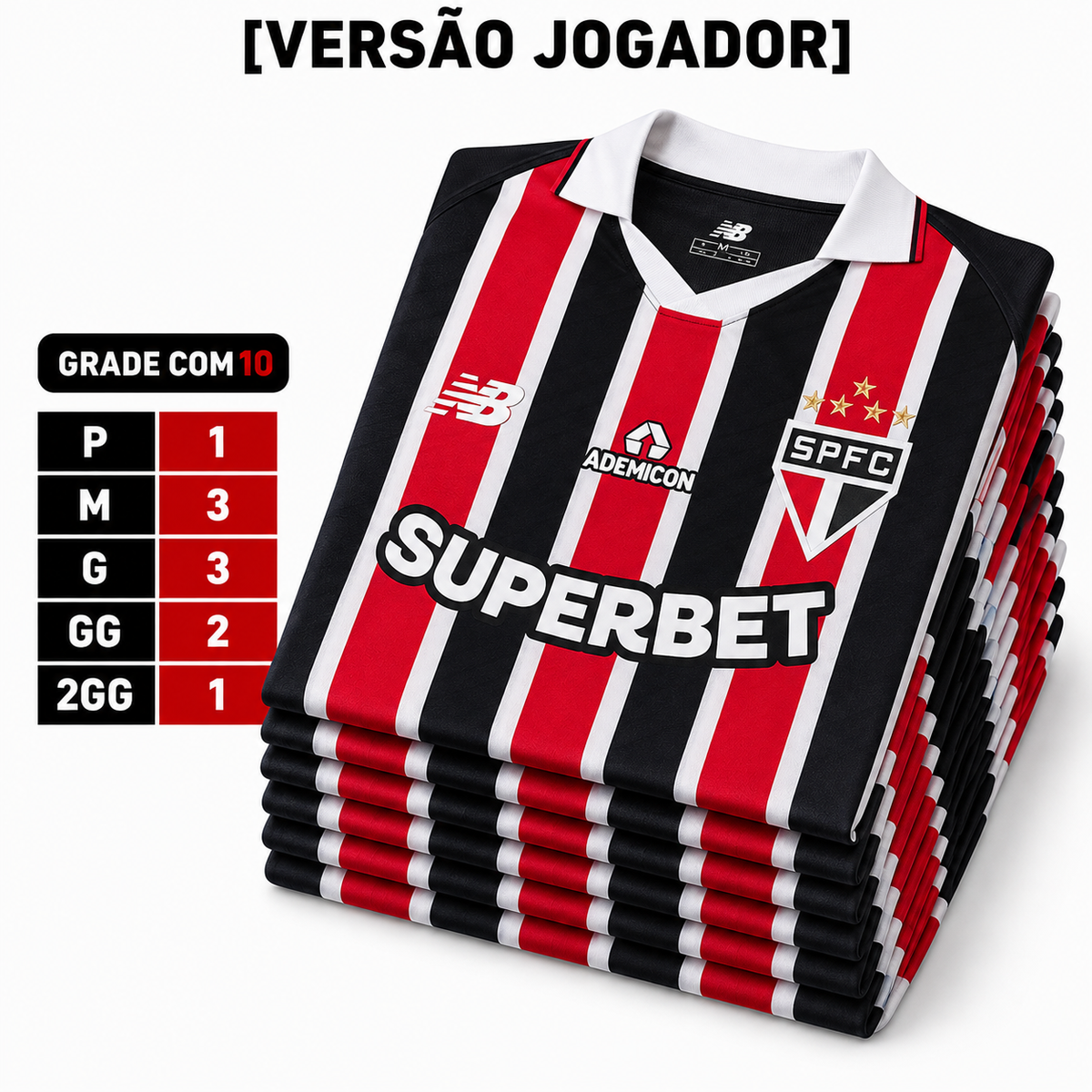 Grade Fechada São Paulo 2 Jogador Masculino- 10 Peças